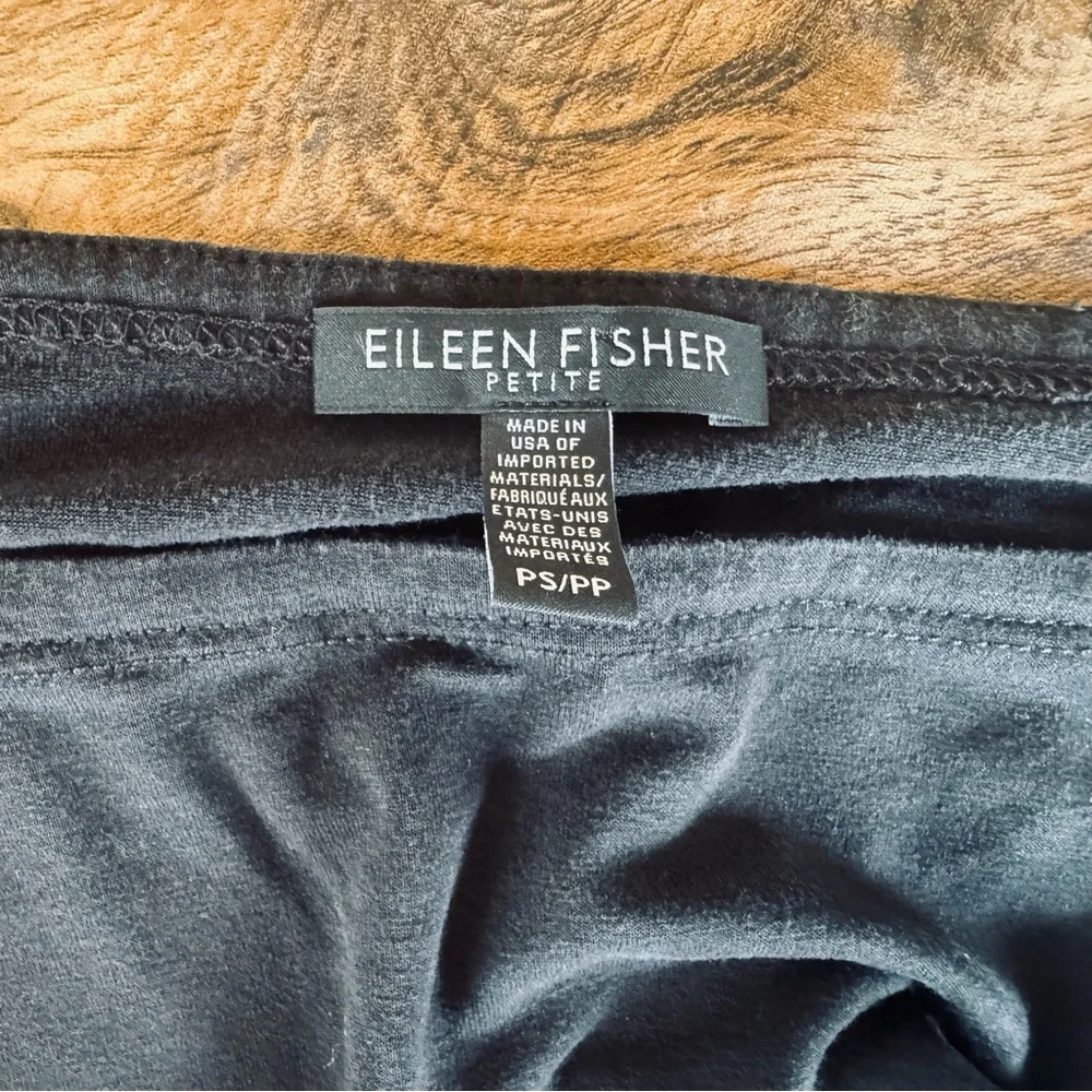 Eileen Fisher Black Lyocell Blend Tunic Top Petite Small Soft Stretch Minimalist - Picture 4 of 5